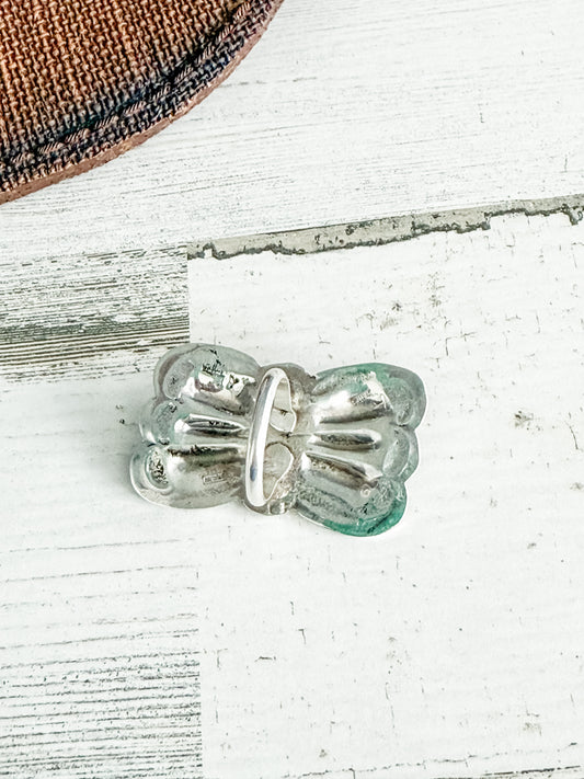 Native American Sleeping Beauty Butterfly Concho Ring 9.5