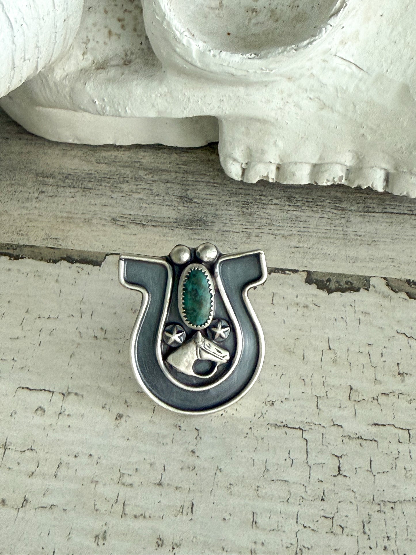 Native American Turquoise Horseshoe Ring 9