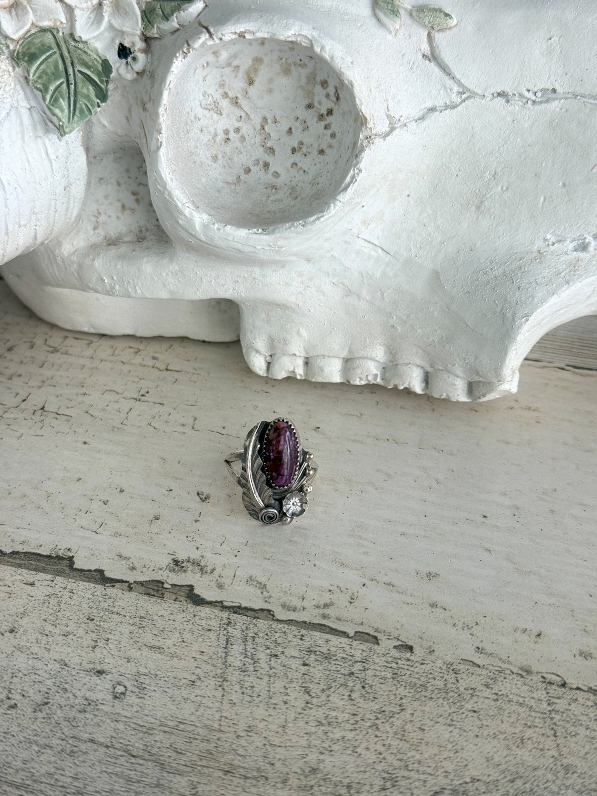 Native American Purple Spiny Leaf Ring 8