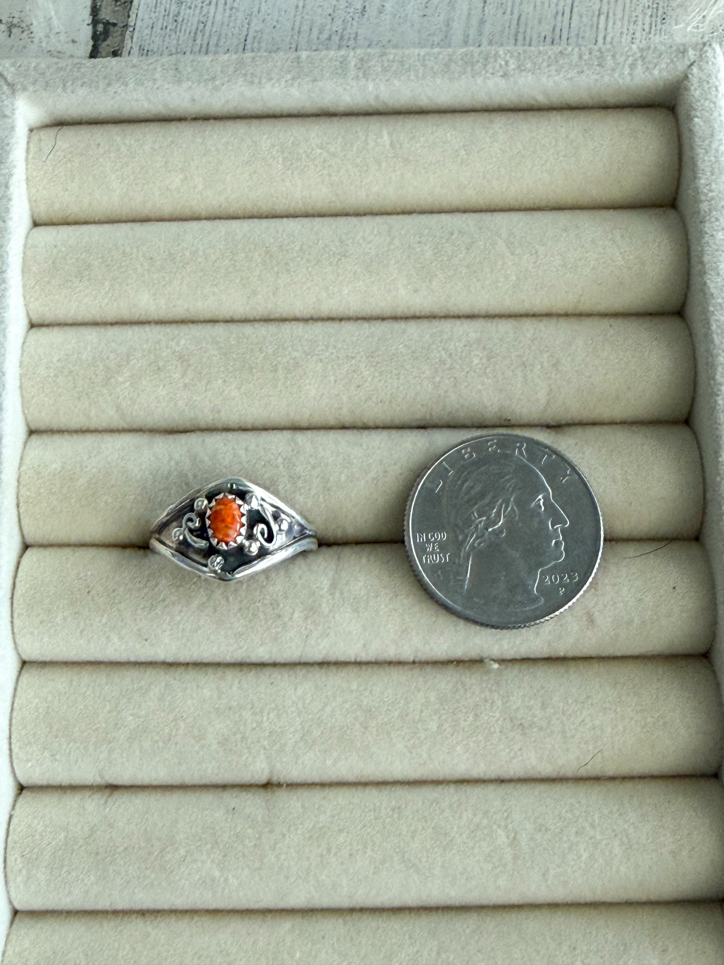 Native American Orange Spiny Ring 7