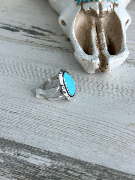 Native Made Kingman Turquoise Ring Size 7