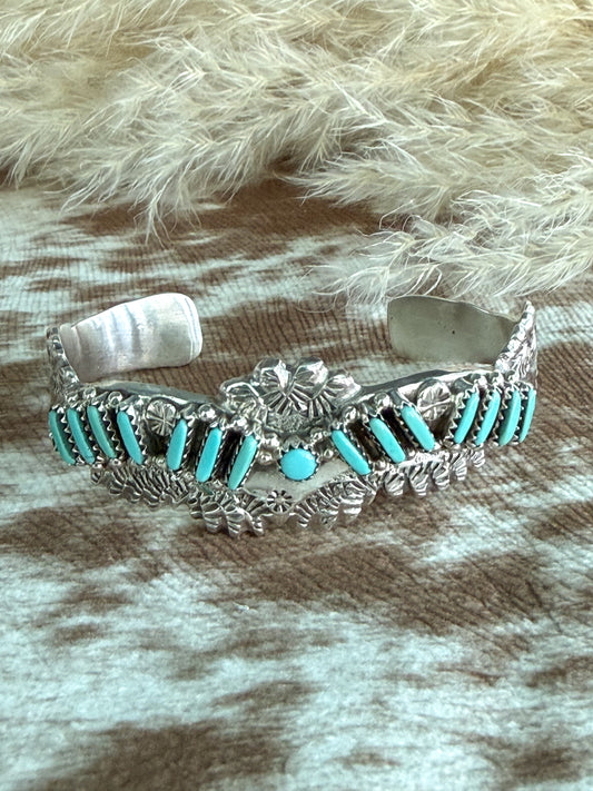 Native American Zuni Turquoise Cuff 6-3/8"