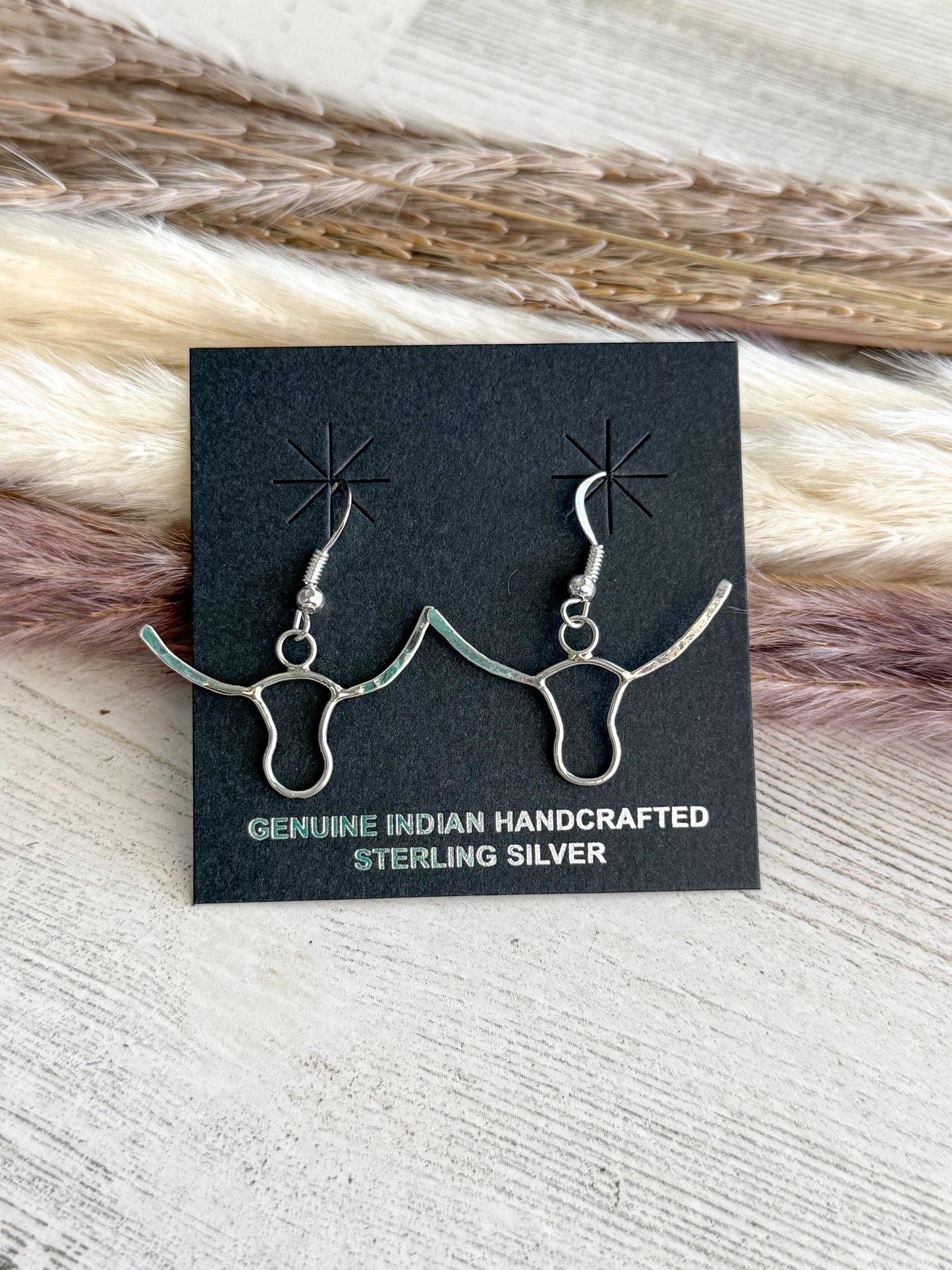 Native American Sterling Longhorn Earrings