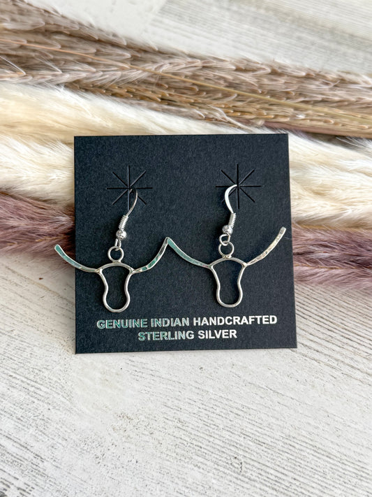 Native American Sterling Longhorn Earrings