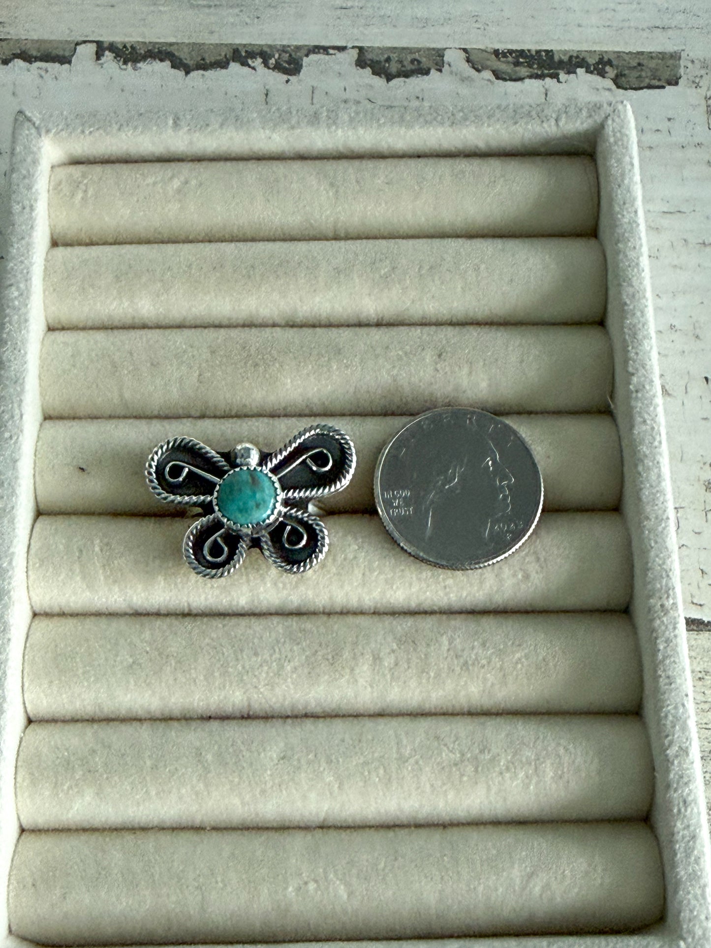 Native American Butterfly Turquoise Ring 9