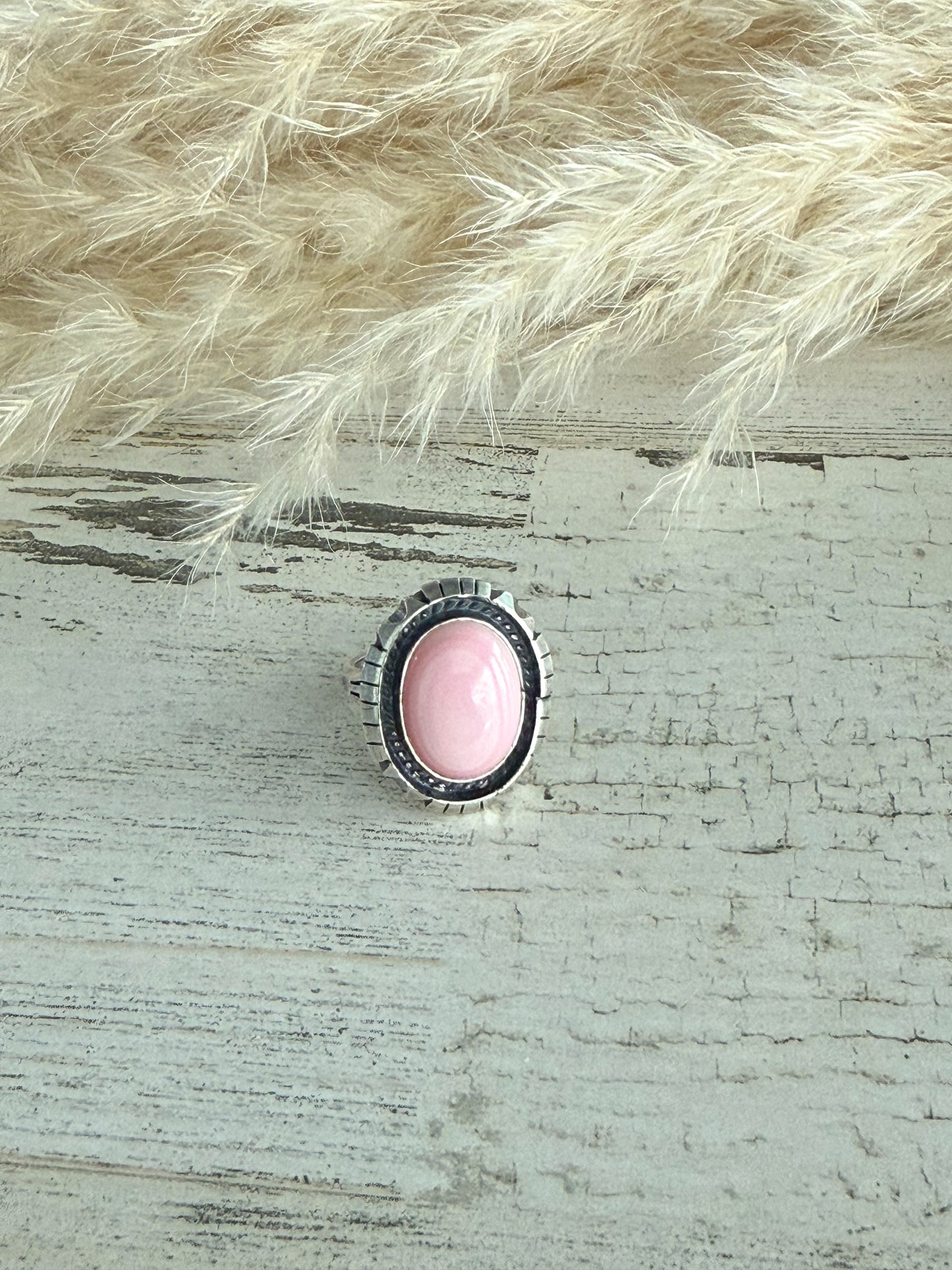 Native American Pink Conch Ring 6.5