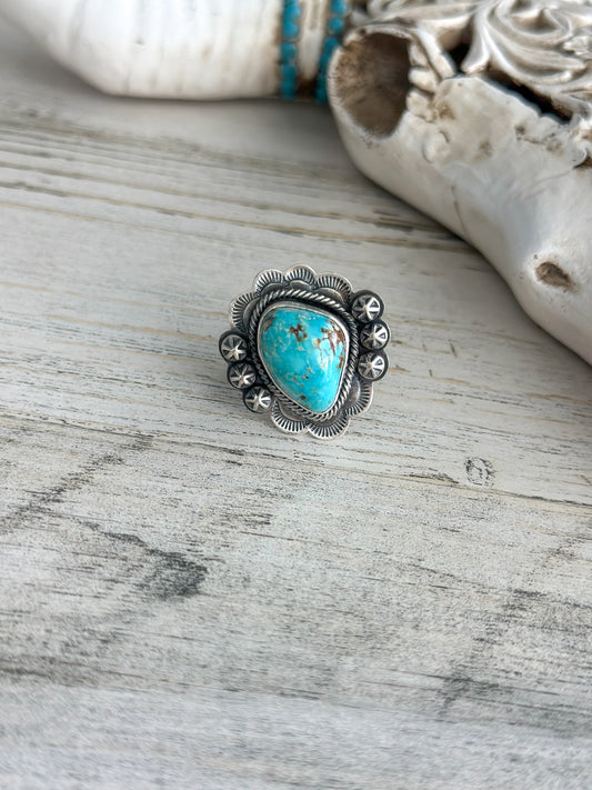 Native Made Fox Turquoise Ring Size 9