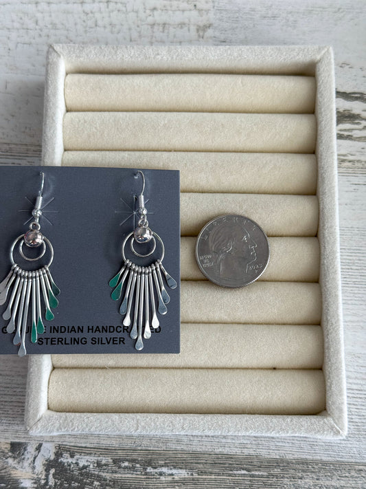 Native American Sterling Paddle Dangle Earrings