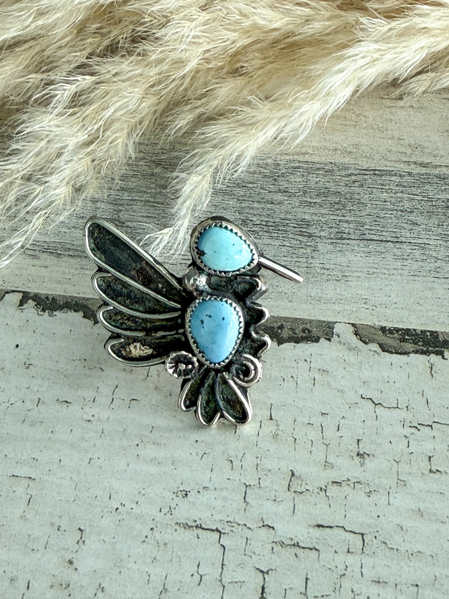 Native American Golden Hills Hummingbird Adjustable Ring