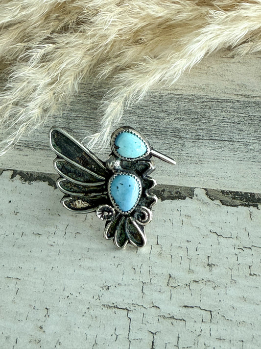 Native American Golden Hills Hummingbird Adjustable Ring