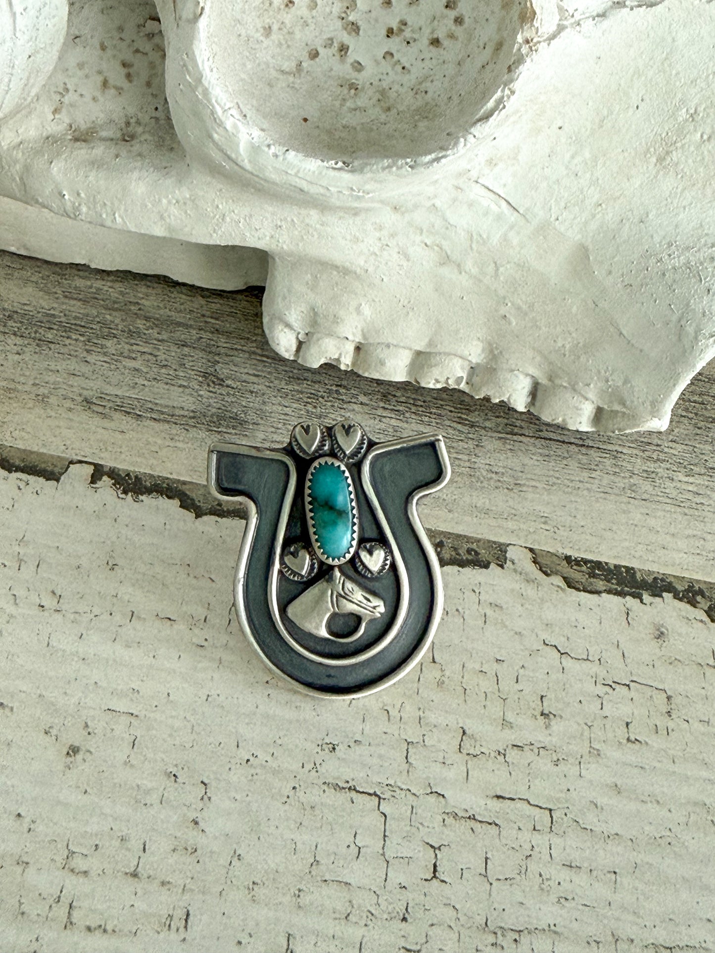 Native American Turquoise Horseshoe Ring 7