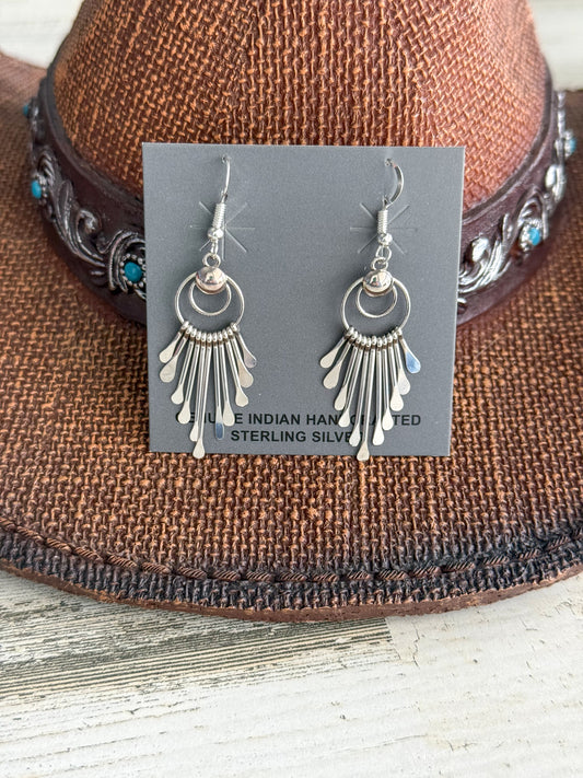 Native American Sterling Paddle Dangle Earrings