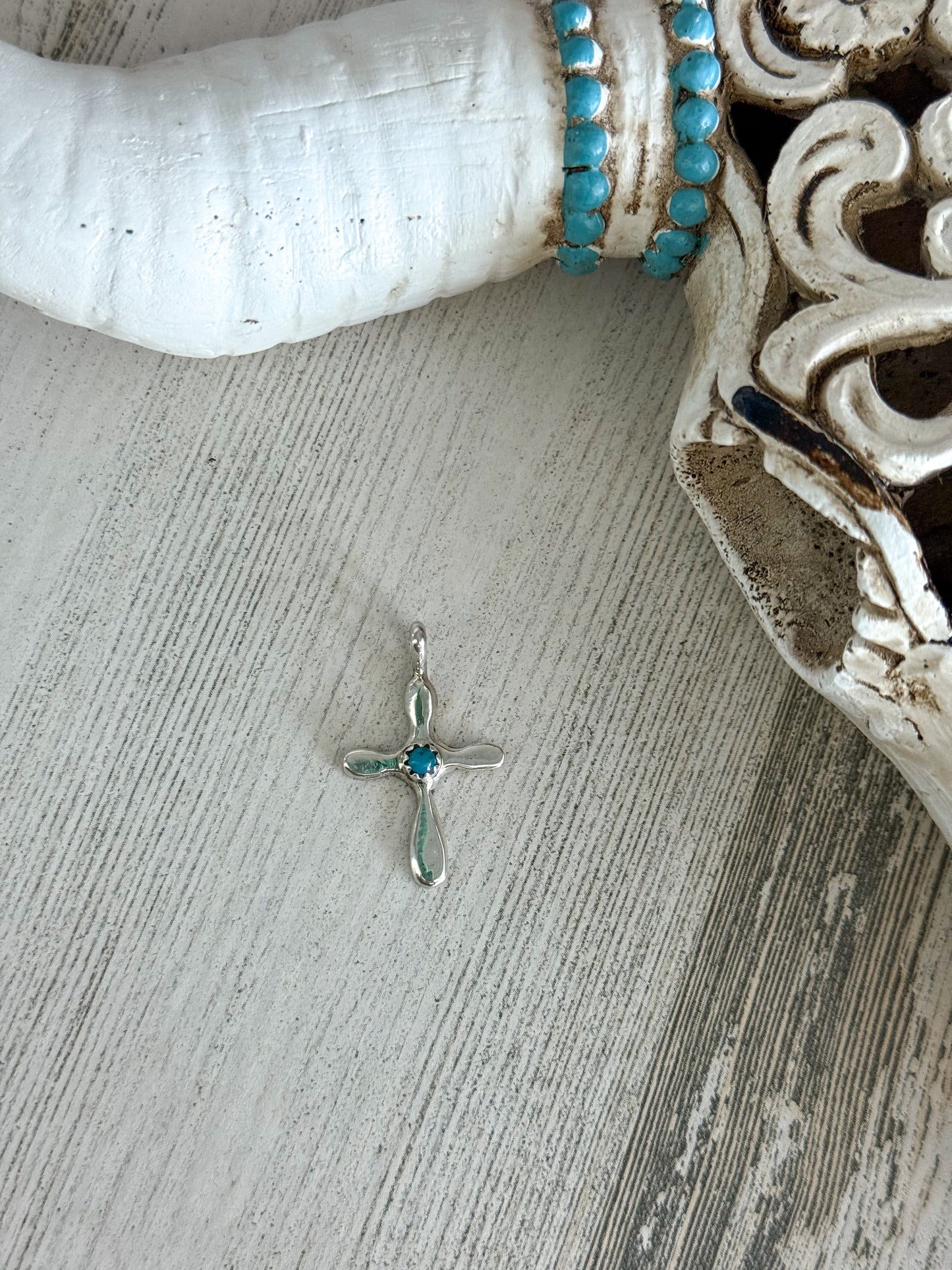 Native American Sterling & Turquoise Cross