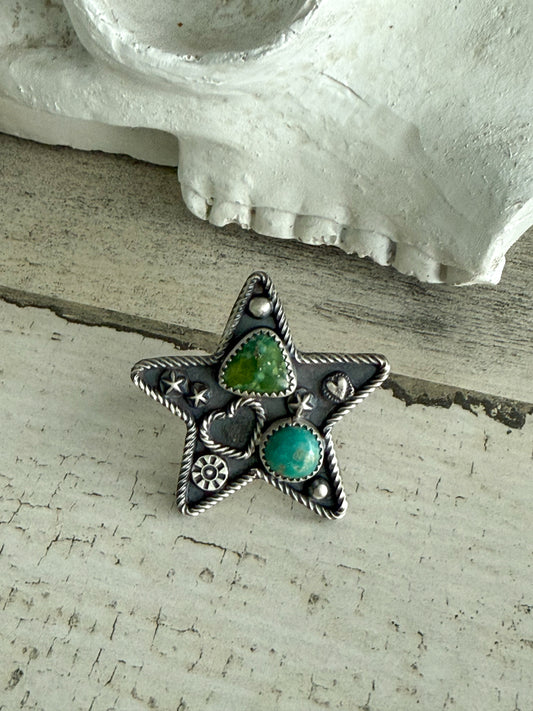 Native American Turquoise Star Ring 8