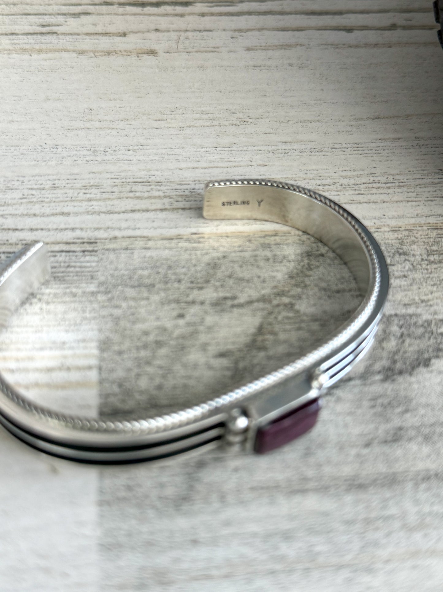 Native American Purple Spiny Sterling Cuff 6.75"