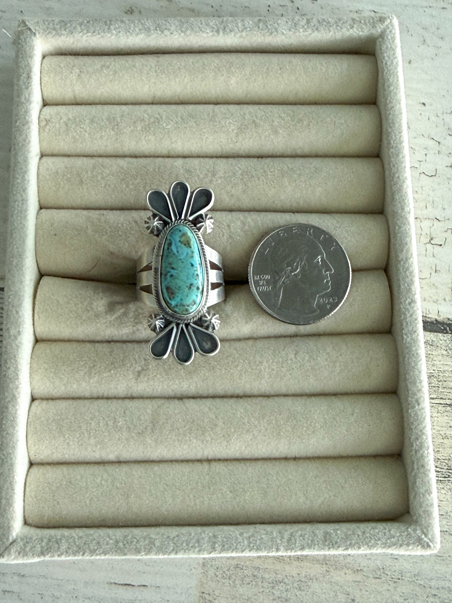 Native American Blue Ridge Turquoise Ring 9.5