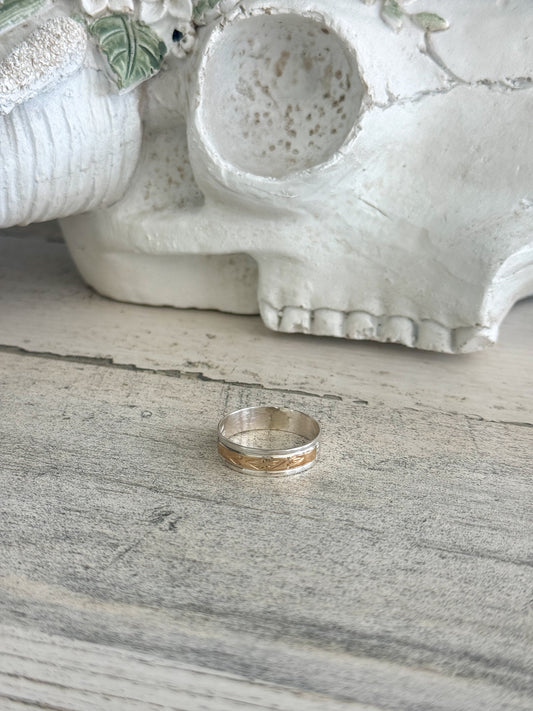 Native American Sterling & Gold Ring 12.5
