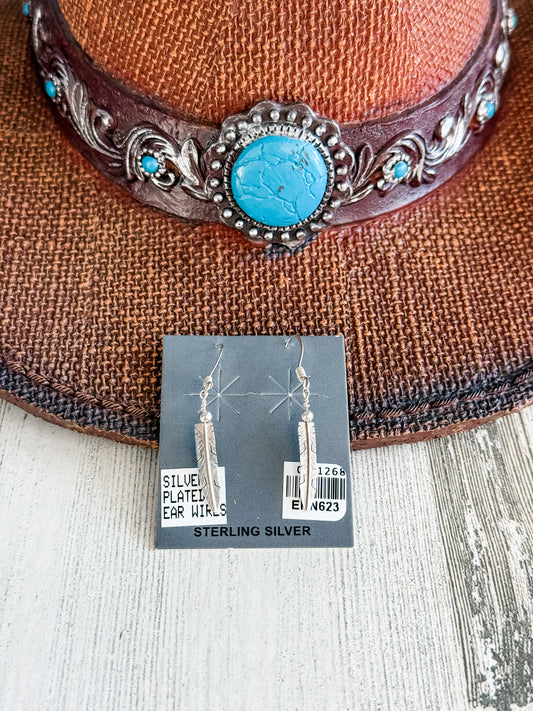 Native American Sterling Feather Earrings
