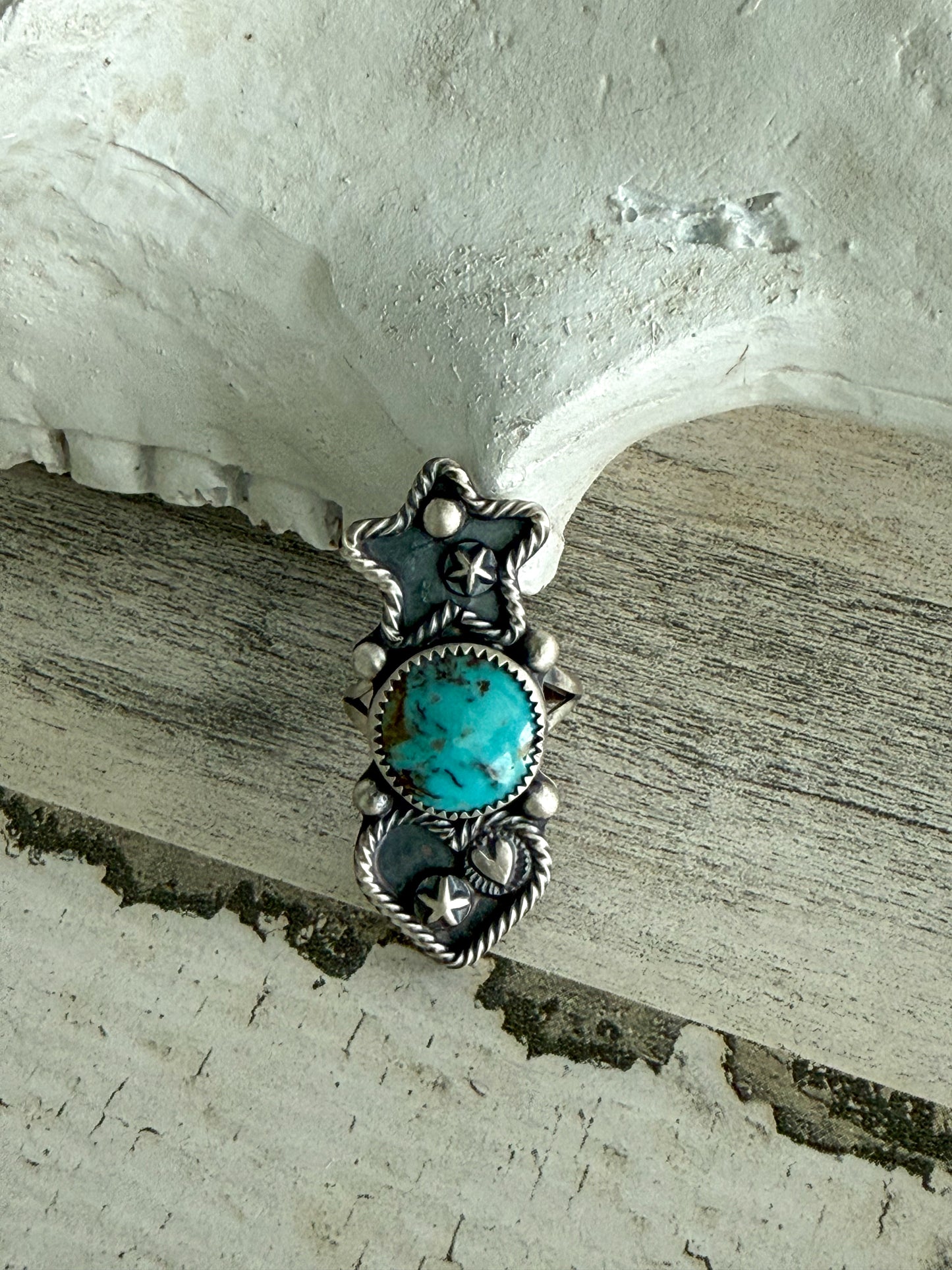 Native American Heart & Star Ring 7.5