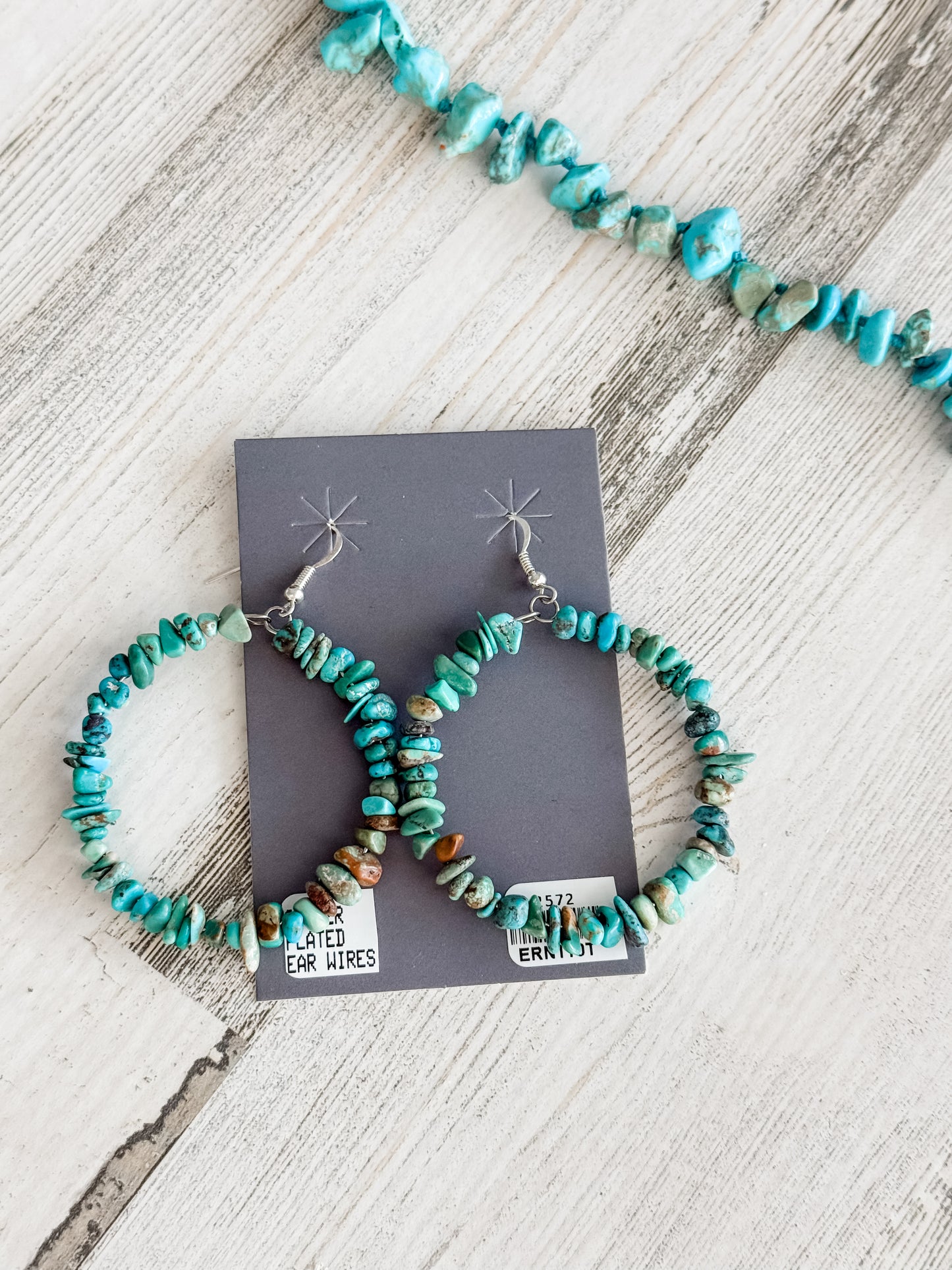 Native American Turquoise Nugget Hoop Earrings