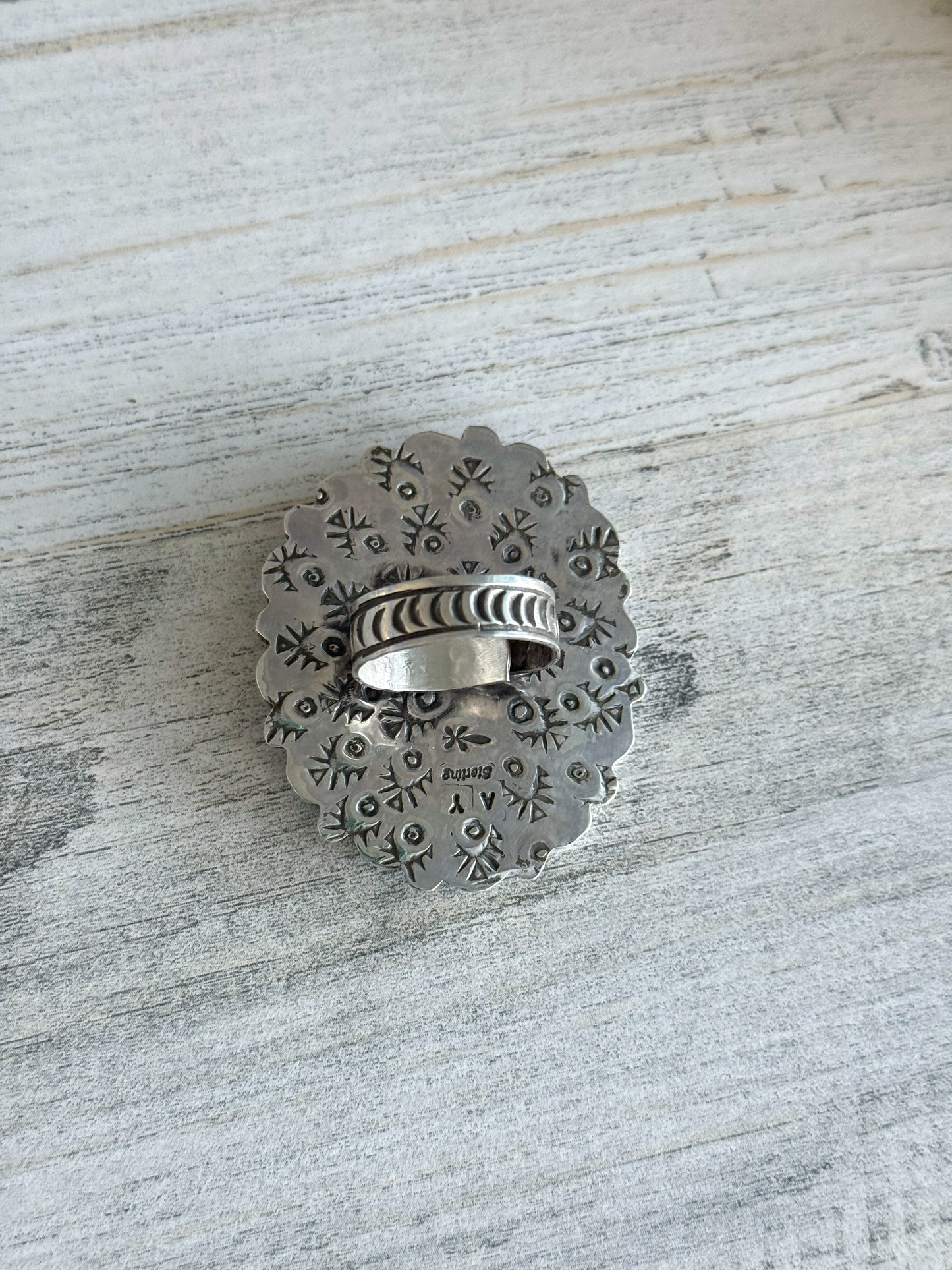 Native American Turquoise & Abalone Adjustable Ring