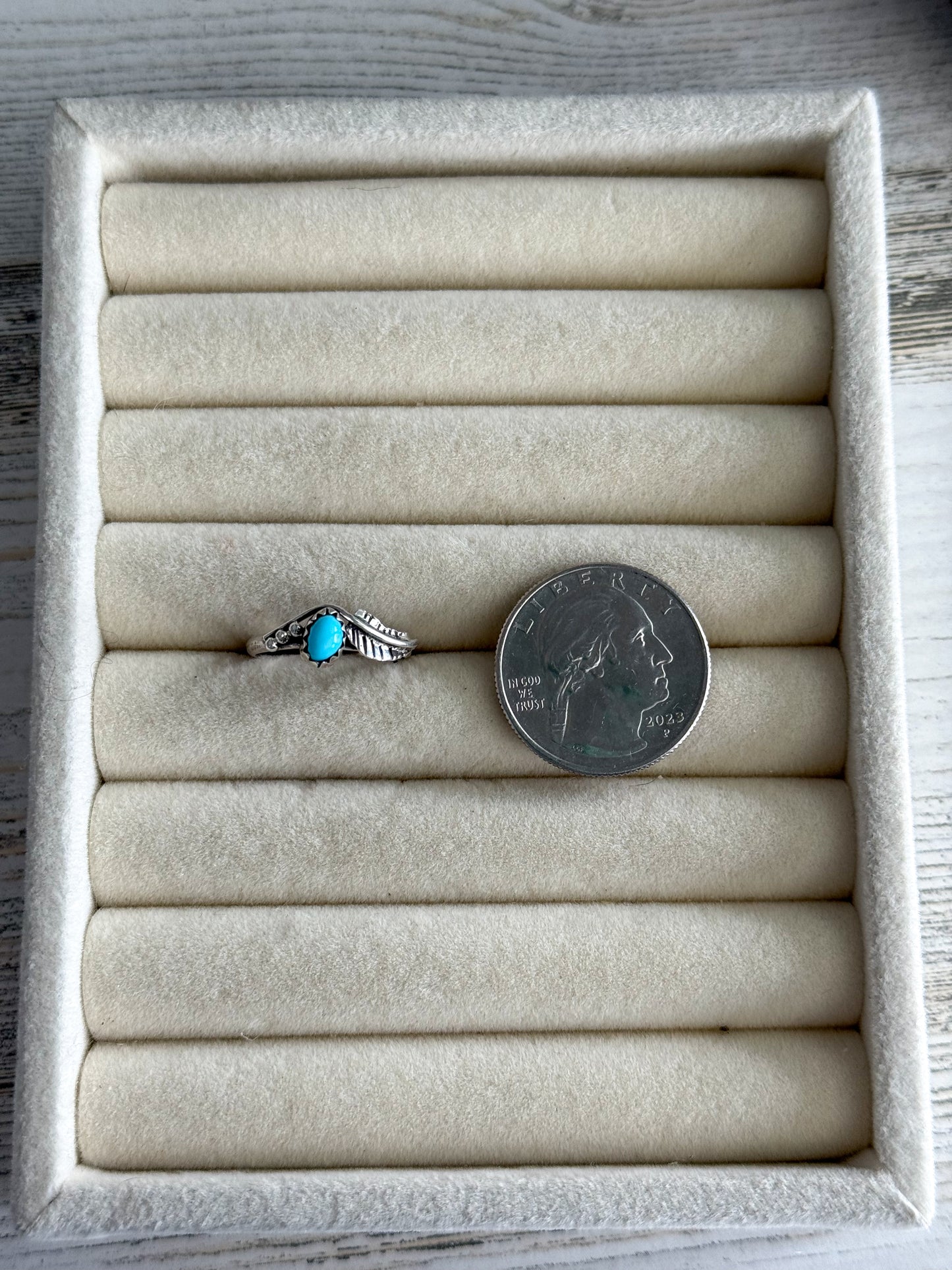 Native American Sleeping Beauty Dainty Ring 6.5
