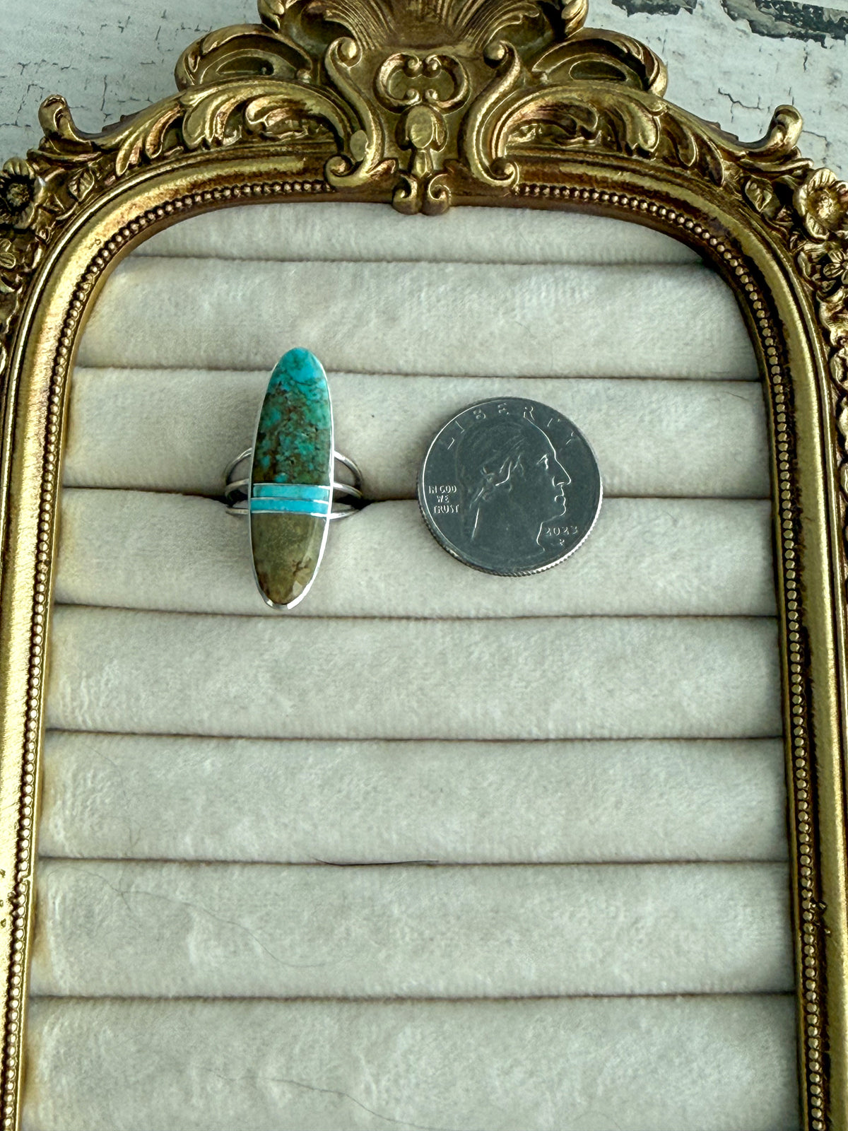 Native American #8 Turquoise Inlay Ring 6