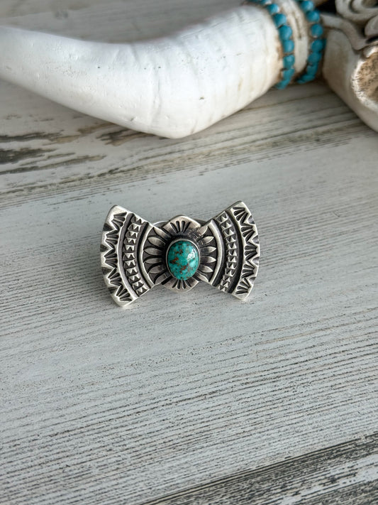Native American Kingman Stamped Ring 9