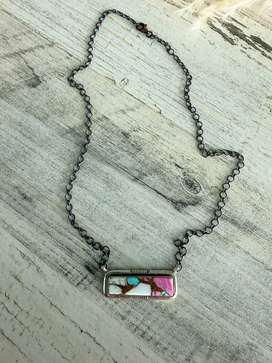 Native American Cotton Candy Bar Necklace 18"