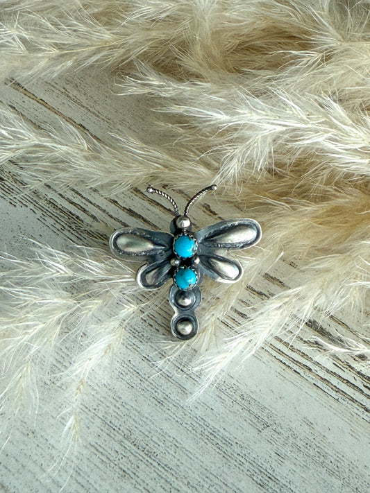 Native American Dragonfly Turquoise Adjustable Ring