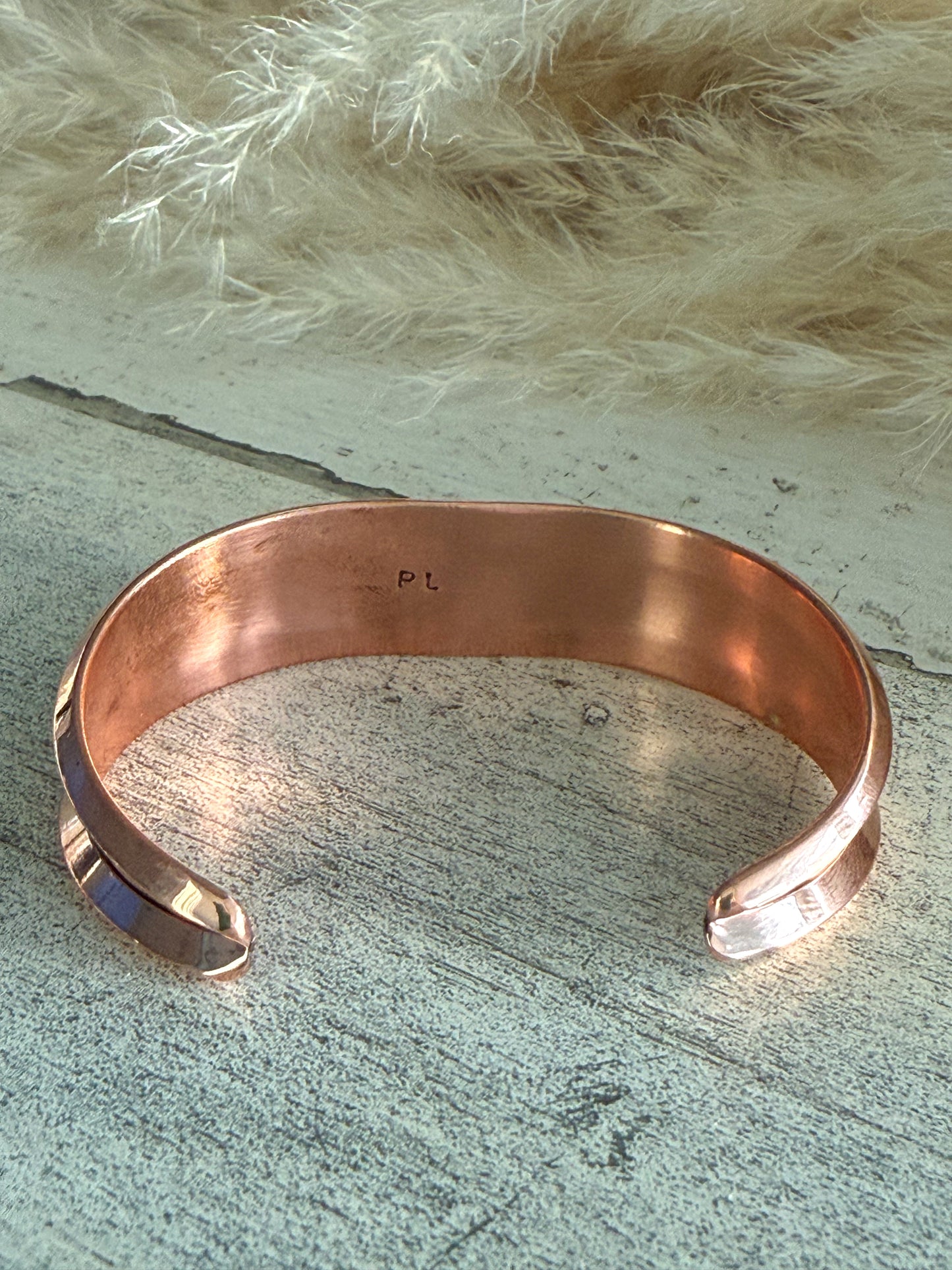 Native American Copper Turquoise & Coral Cuff 6-7/8"