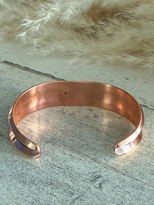 Native American Copper Turquoise & Coral Cuff 6-7/8"