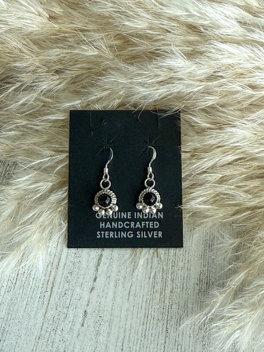 Native American Black Onyx Dangle Earrings