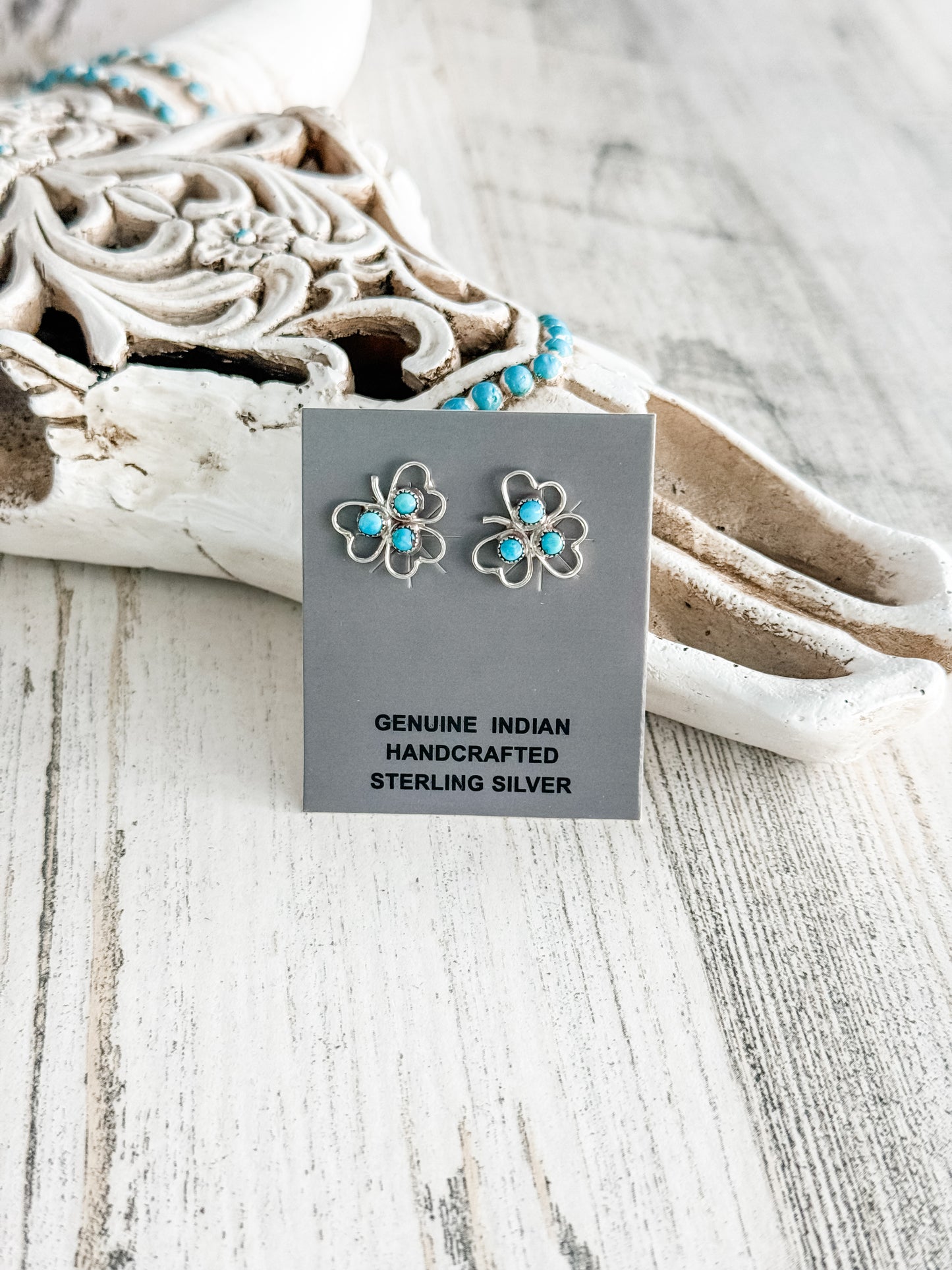 Native American Clover Turquoise Earrings