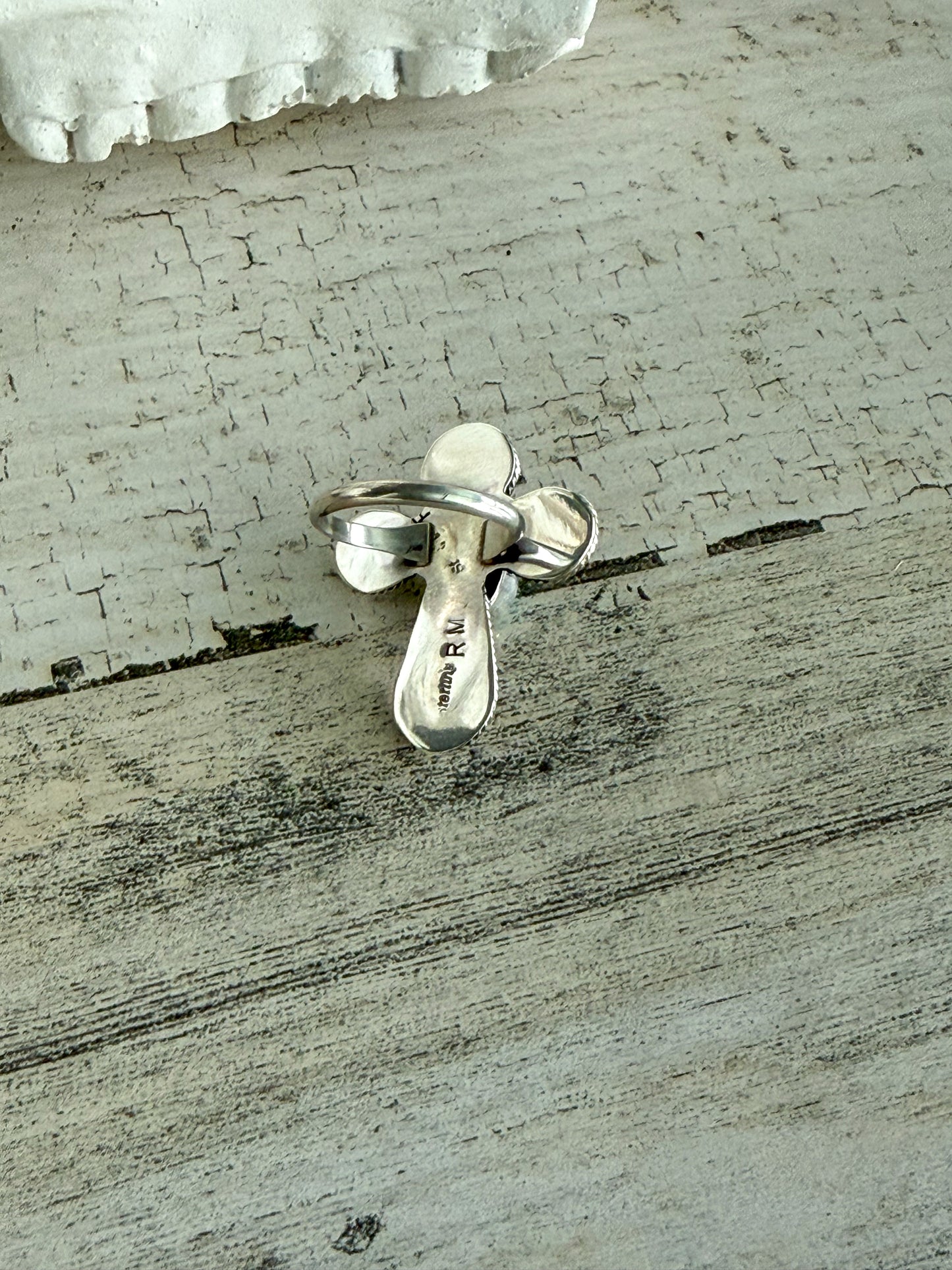 Native American Cross Turquoise Ring 7.25