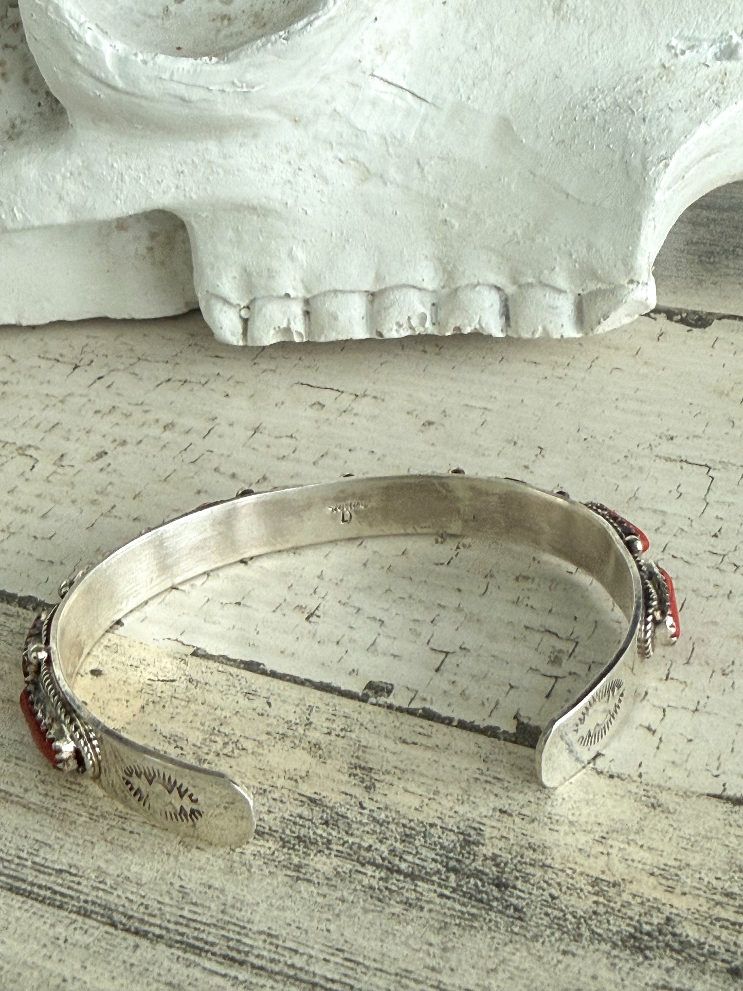 Native American Coral Cuff 6.5”