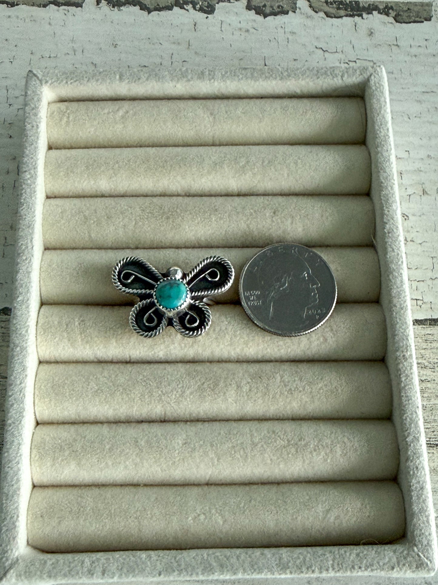 Native American Butterfly Turquoise Ring 9