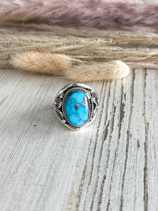 Native American Blue Bird Turquoise Ring 14
