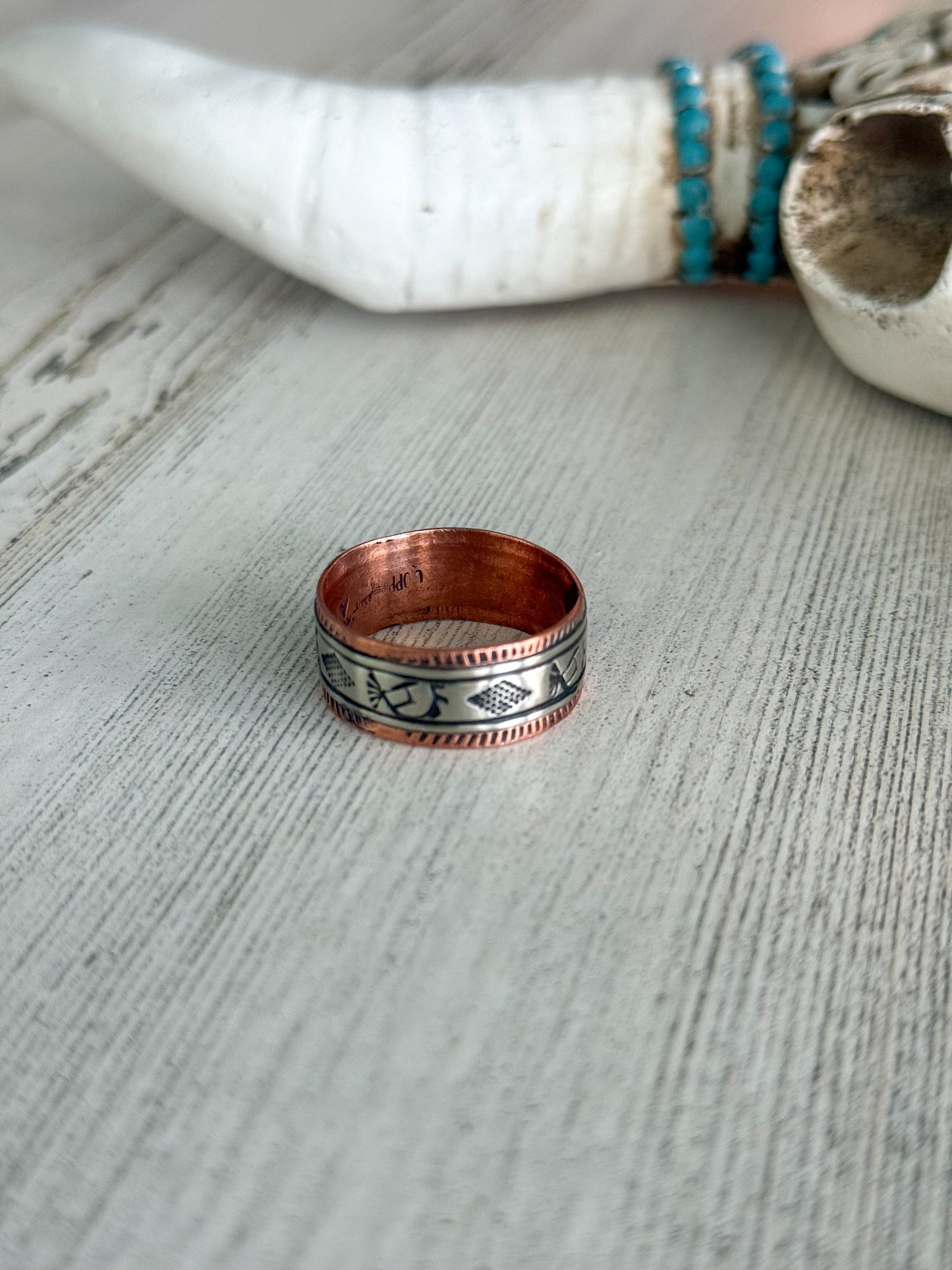 Native American Copper & Nickel Ring 13