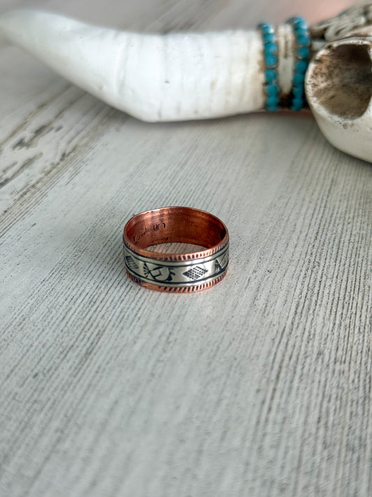 Native American Copper & Nickel Ring 13