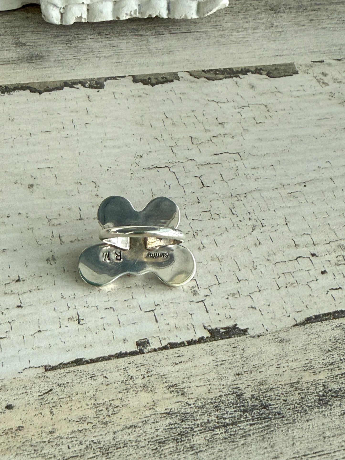 Native American Butterfly Turquoise Ring 6.75
