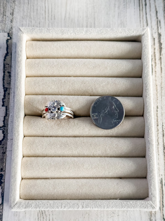 Native American Turquoise Coral Ring 10