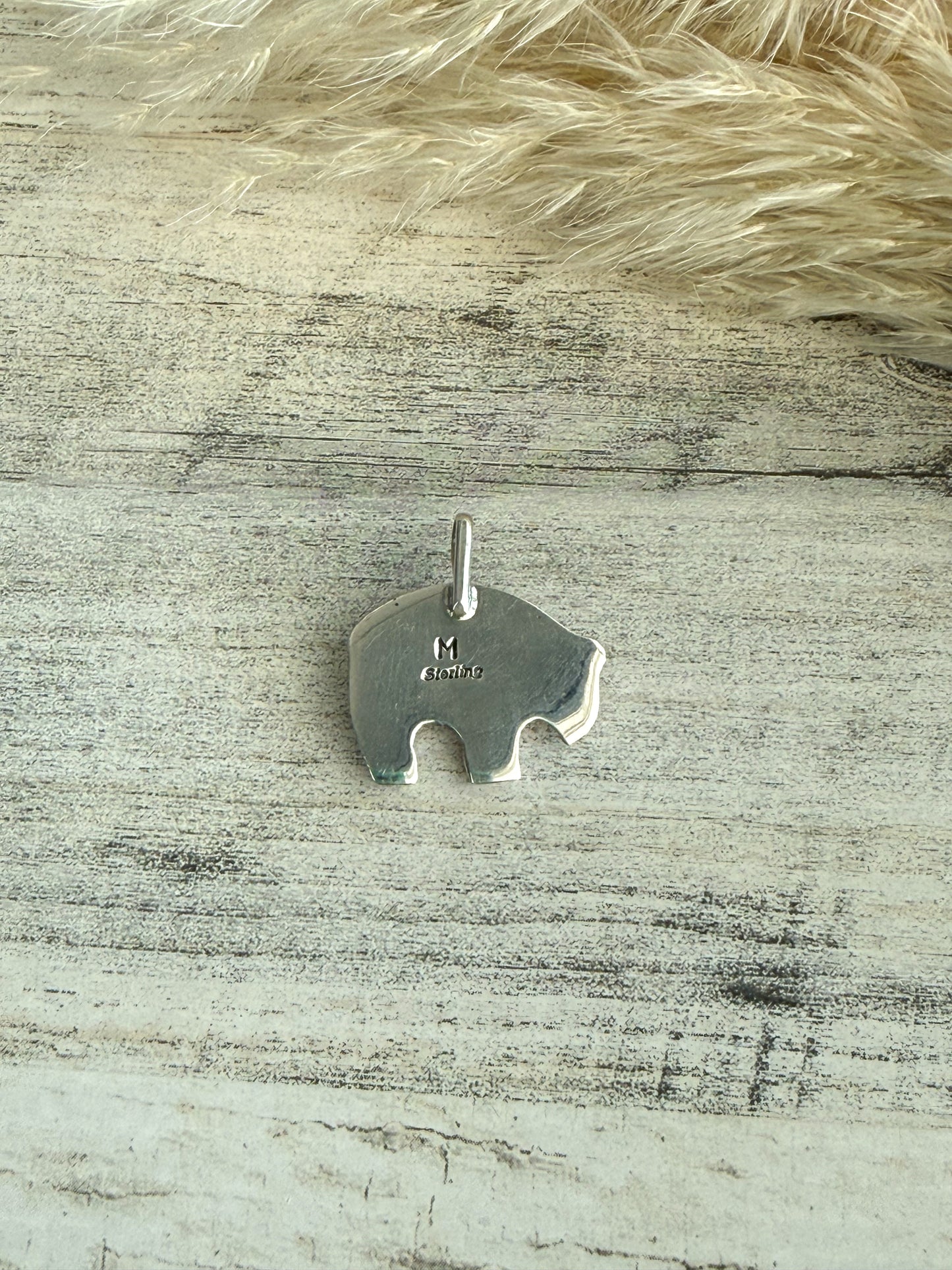 Native American Orange Spiny Bear Pendant