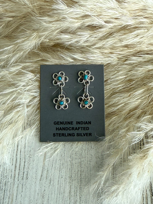 Native American Flower Turquoise Earrings