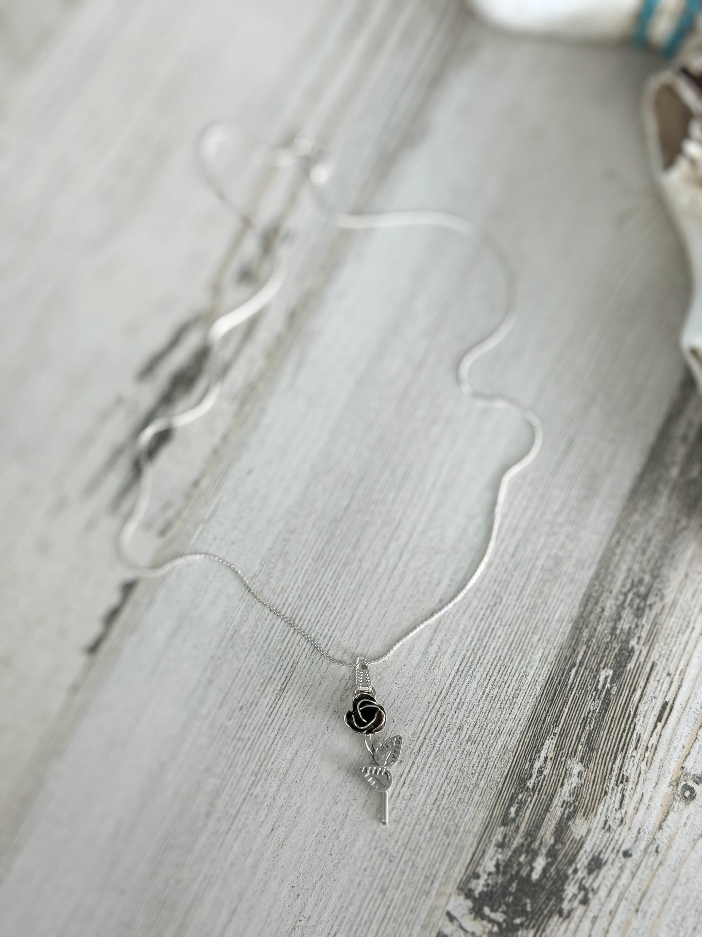 Native American Sterling Rose Pendant Necklace 20"