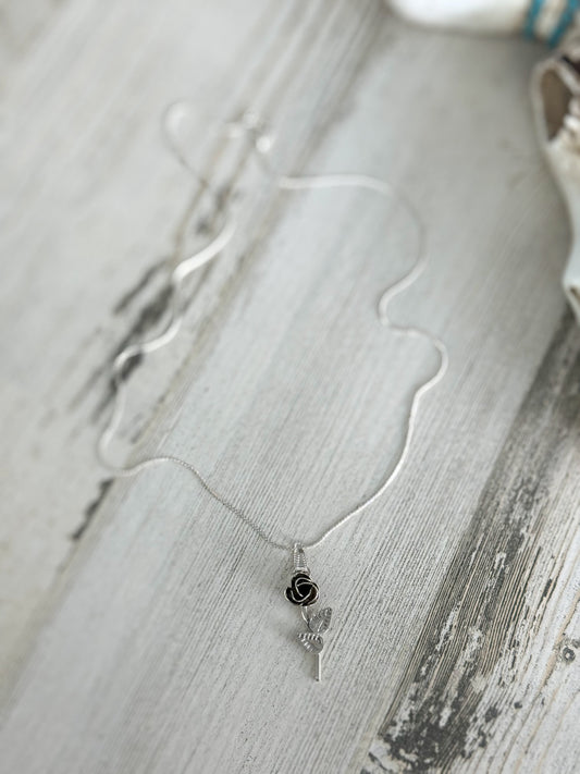 Native American Sterling Rose Pendant Necklace 20"