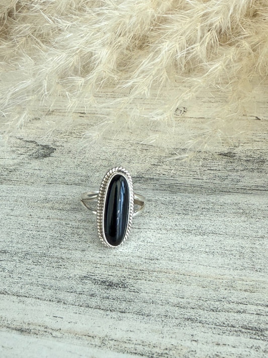 Native American Black Onyx Ring 7.5