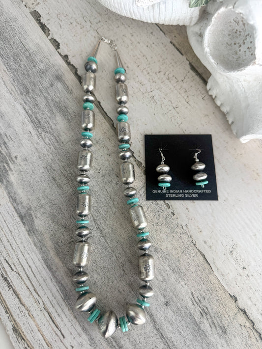 Native American Navajo Pearls 20" & Turquoise Set