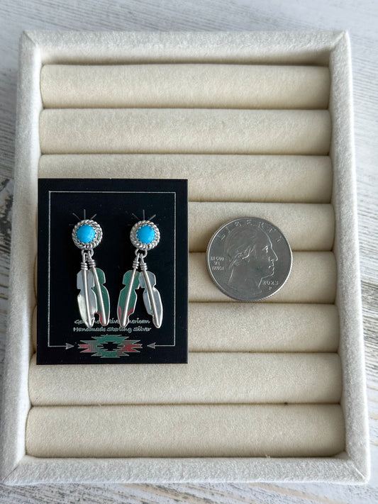 Native American Turquoise Feather Earrings