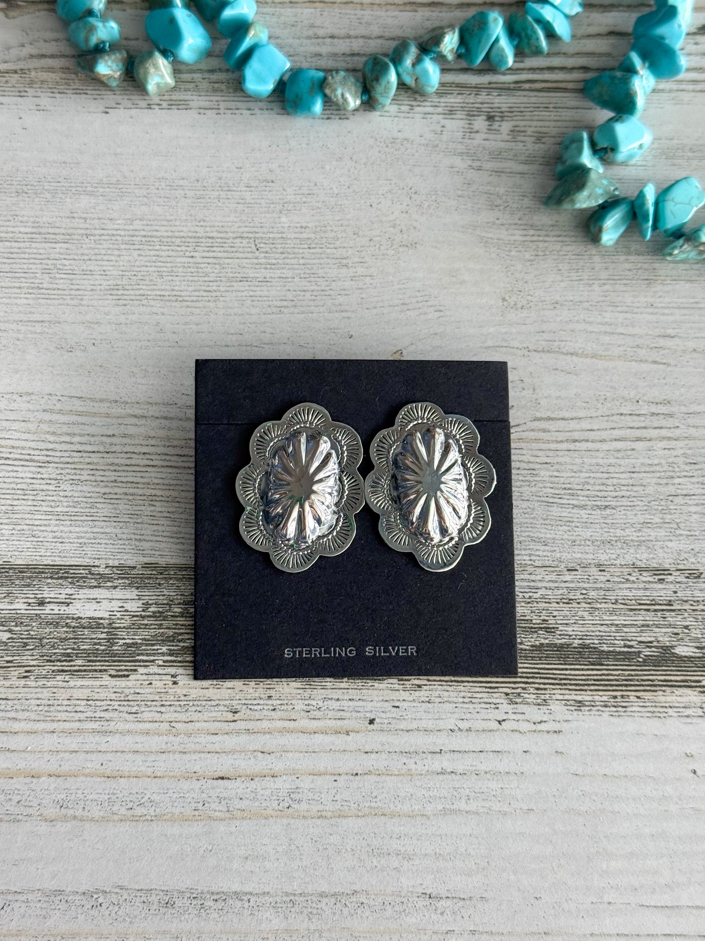 Native American Silver Concho Earrings